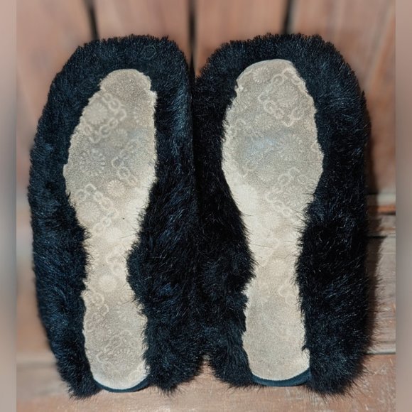 UGG Amary Black Faux Fur Slipper Bootie Size 6 - Picture 7 of 9